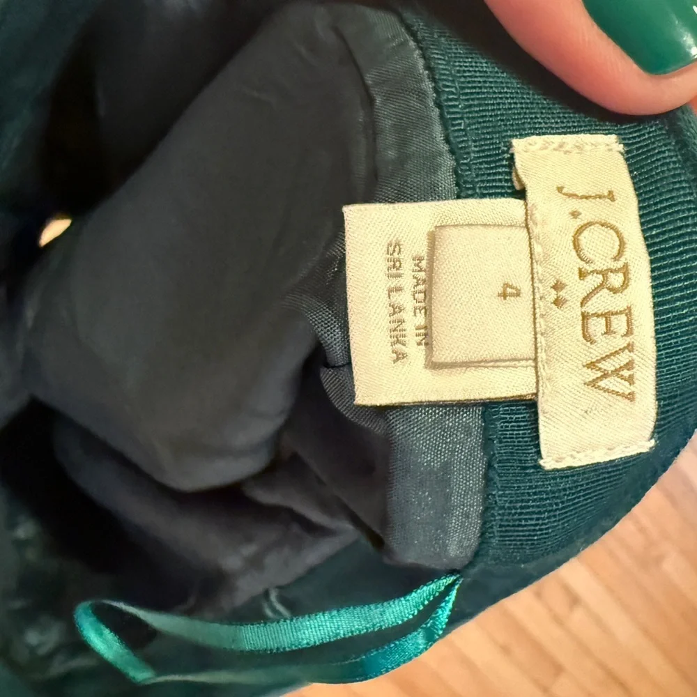 VTG J. Crew Dark Green Emerald Mini Skirt Academia Twee